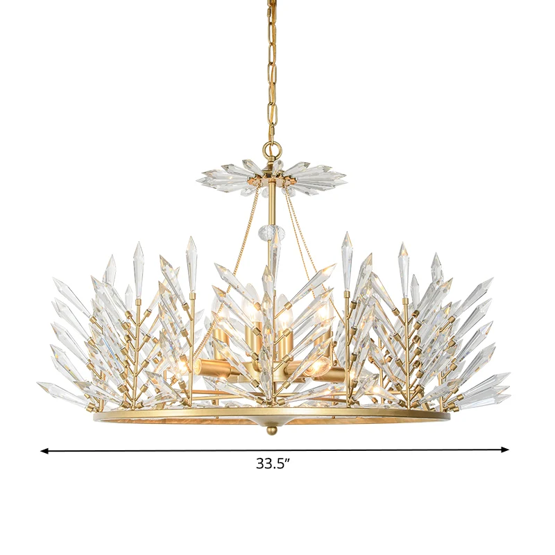 Ronde kristallen kroonluchter hanglamp Rustieke 6/8 lampen Slaapkamer hanglamp goud Clearhalo