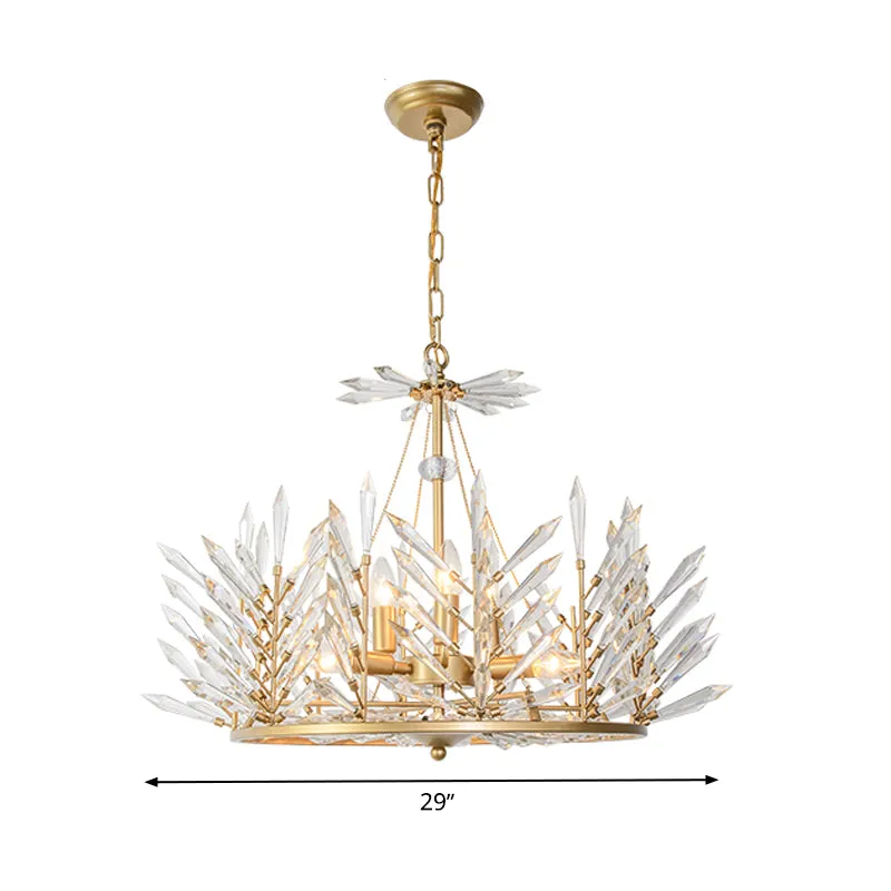 Ronde kristallen kroonluchter hanglamp Rustieke 6/8 lampen Slaapkamer hanglamp goud Clearhalo