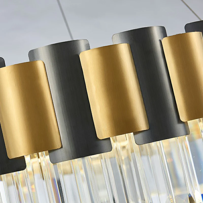 Ronde kristallen prisma hanglamp Eenvoud Gouden en zwarte kroonluchter hanglamp Clearhalo