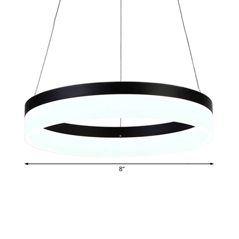 Ronde kroonluchter hanger modern acryl LED 1/2/3-licht zwart/wit/goud plafondlamp warm/wit licht Clearhalo