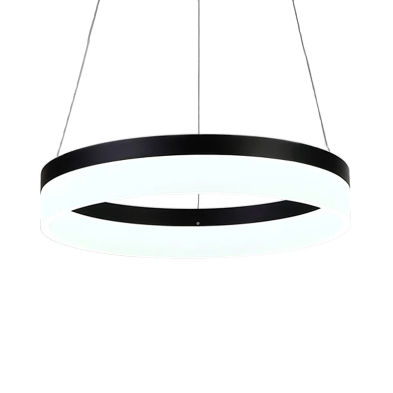 Ronde kroonluchter hanger modern acryl LED 1/2/3-licht zwart/wit/goud plafondlamp warm/wit licht Clearhalo