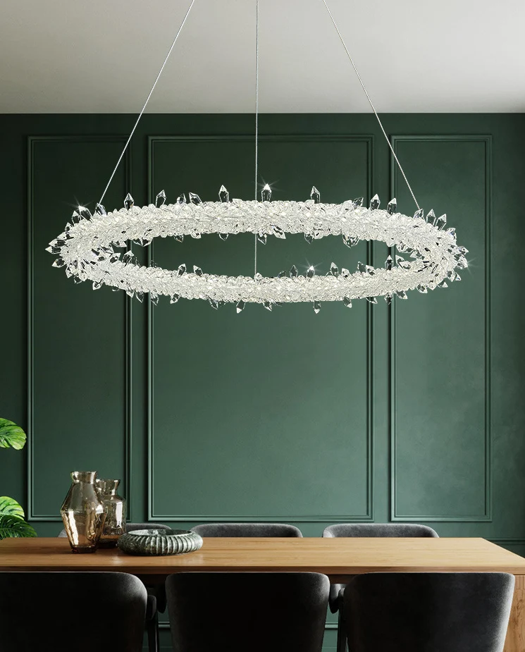 Ronde LED-hanglamp Moderne minimalistische helder kristallen woonkamer hangende plafondlamp Clearhalo