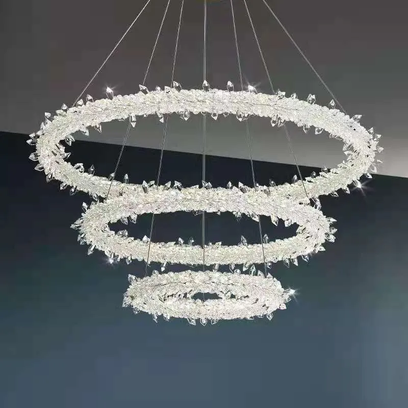 Ronde LED-hanglamp Moderne minimalistische helder kristallen woonkamer hangende plafondlamp Clearhalo