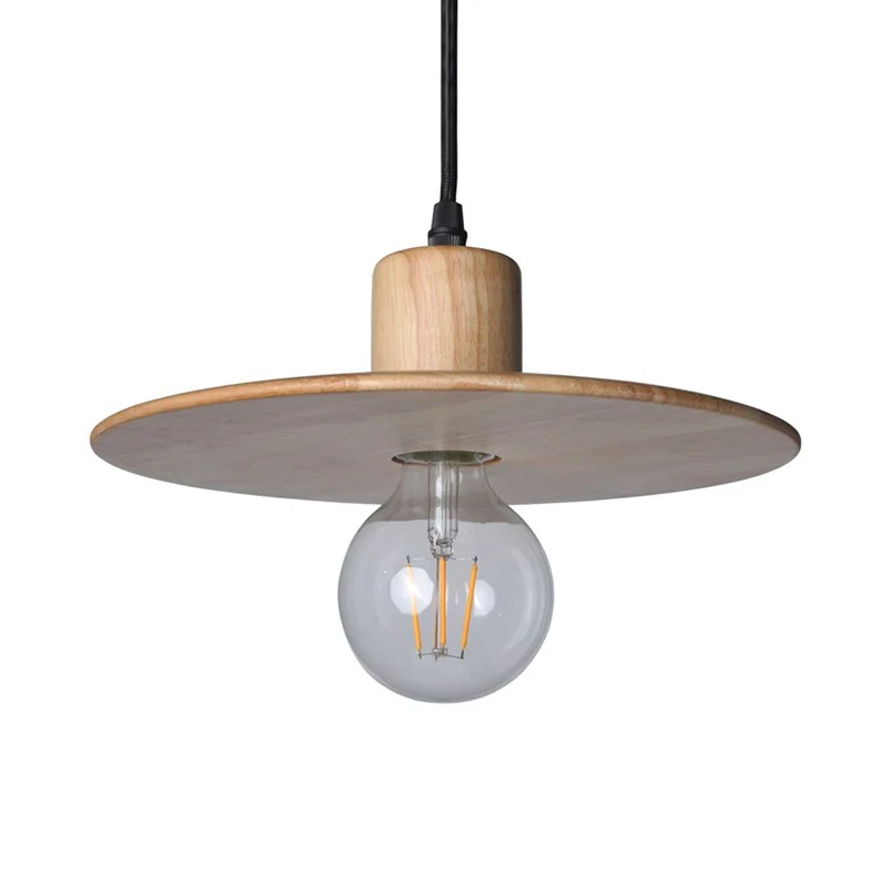 Ronde neerwaartse mini-hanglamp minimalisme houten LED-slaapkamer plafond hanglamp beige Clearhalo
