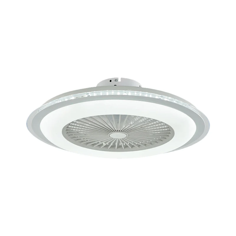 Ronde plafondventilatorlamp, minimalistisch metaal, 60 cm brede LED-semi-inbouwlamp met witte/roze afwerking Clearhalo