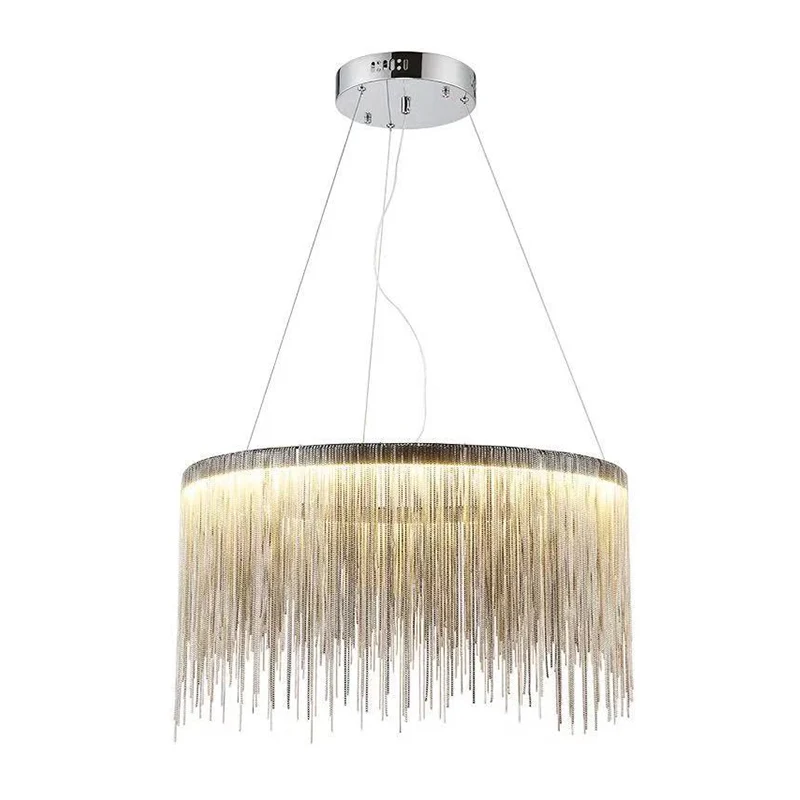 Ronde plafondverlichting Postmoderne aluminium ketting Woonkamer LED-kroonluchterlamp Clearhalo