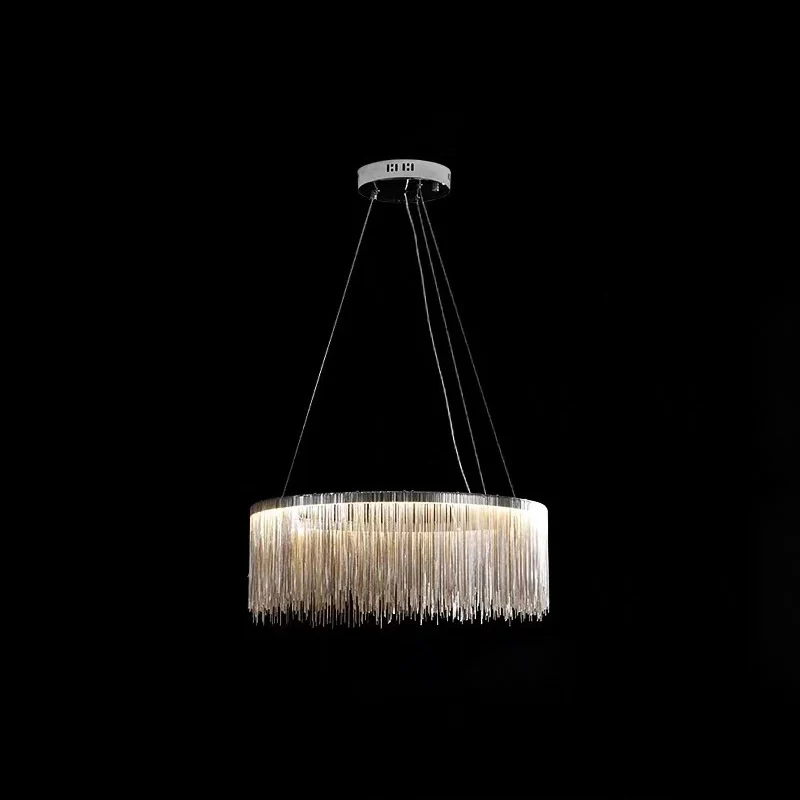 Ronde plafondverlichting Postmoderne aluminium ketting Woonkamer LED-kroonluchterlamp Clearhalo