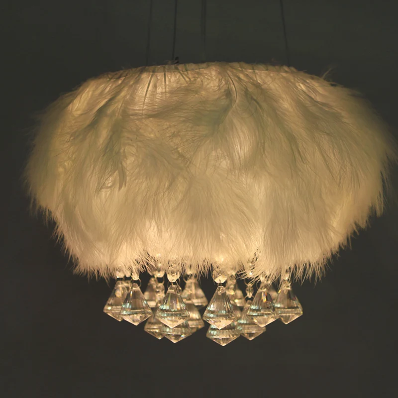 Ronde pluiskroonluchter Eenvoudige 3-lichts witte eetkamer hangende plafondlamp met kristallen druppel Clearhalo