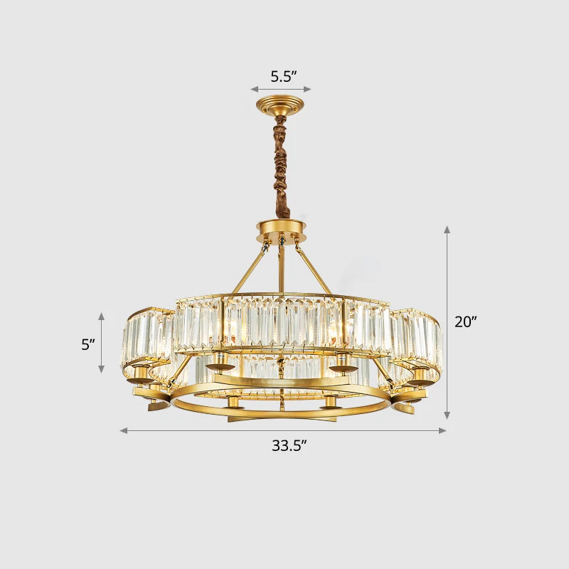 Ronde prismatische kristallen kroonluchter postmoderne hangverlichting voor woonkamer Clearhalo