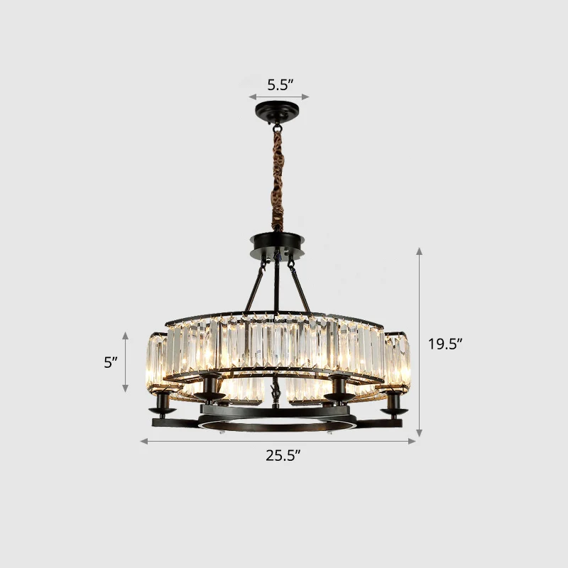 Ronde prismatische kristallen kroonluchter postmoderne hangverlichting voor woonkamer Clearhalo