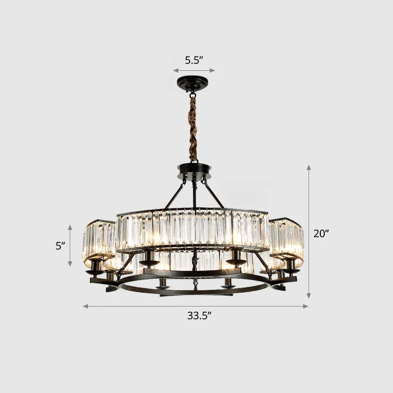 Ronde prismatische kristallen kroonluchter postmoderne hangverlichting voor woonkamer Clearhalo