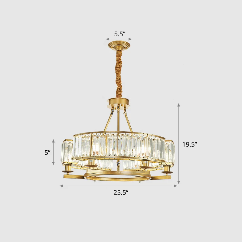 Ronde prismatische kristallen kroonluchter postmoderne hangverlichting voor woonkamer Clearhalo