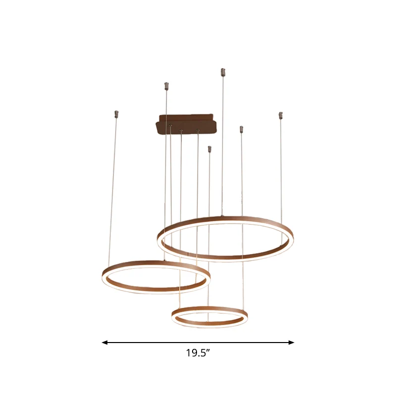 Ronde restaurantkroonluchter met 3/4/5 niveaus, acryl minimalistische LED-plafondhanglamp bruin Clearhalo