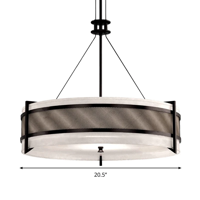 Ronde stoffen kroonluchter licht modernisme zwarte LED hangende plafondlamp voor woonkamer Clearhalo