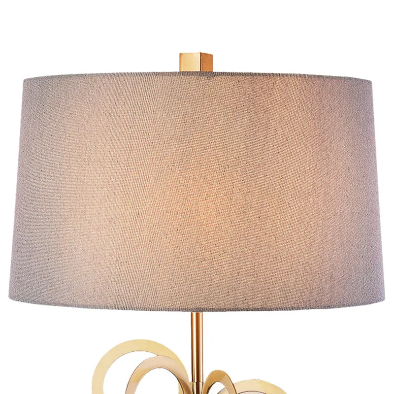 1 ronde studielamp Tradition Metal Task Lighting messing met witte tonvormige stoffen kap Clearhalo