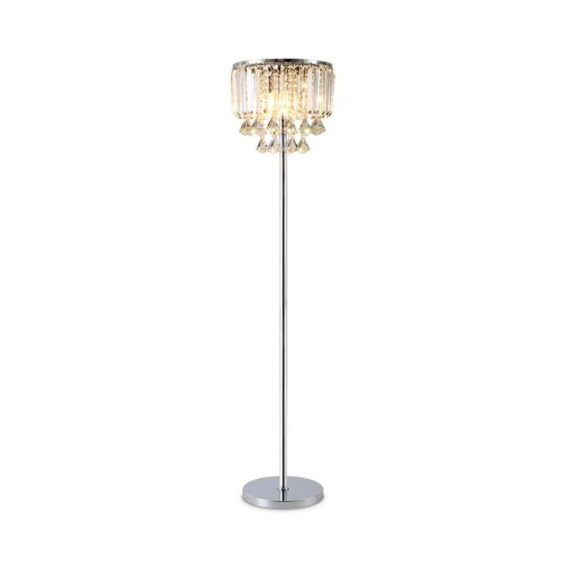 Ronde vloerleeslamp met 1 kop, eigentijds chroomkristaldraperend staand licht voor een grote kamer Clearhalo