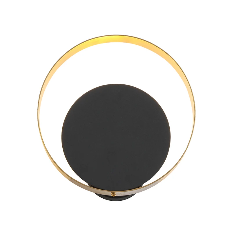 Ronde wandmontagelamp Minimale acryl LED-slaapkamerkandelaar zwart met trekketting Clearhalo