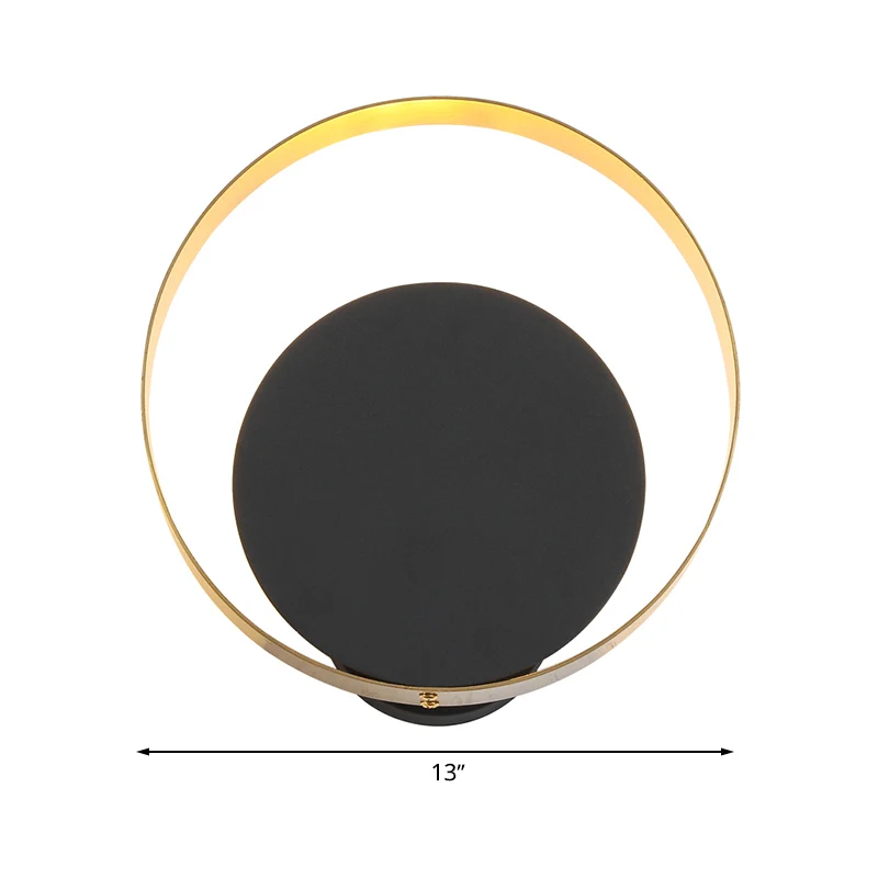 Ronde wandmontagelamp Minimale acryl LED-slaapkamerkandelaar zwart met trekketting Clearhalo