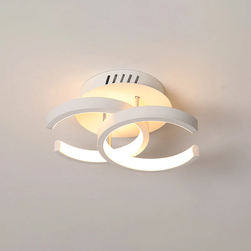 Ronde/vierkante/maan kleine plafondlamp modern metaal zwart/wit LED semi-inbouwverlichting voor gang Clearhalo