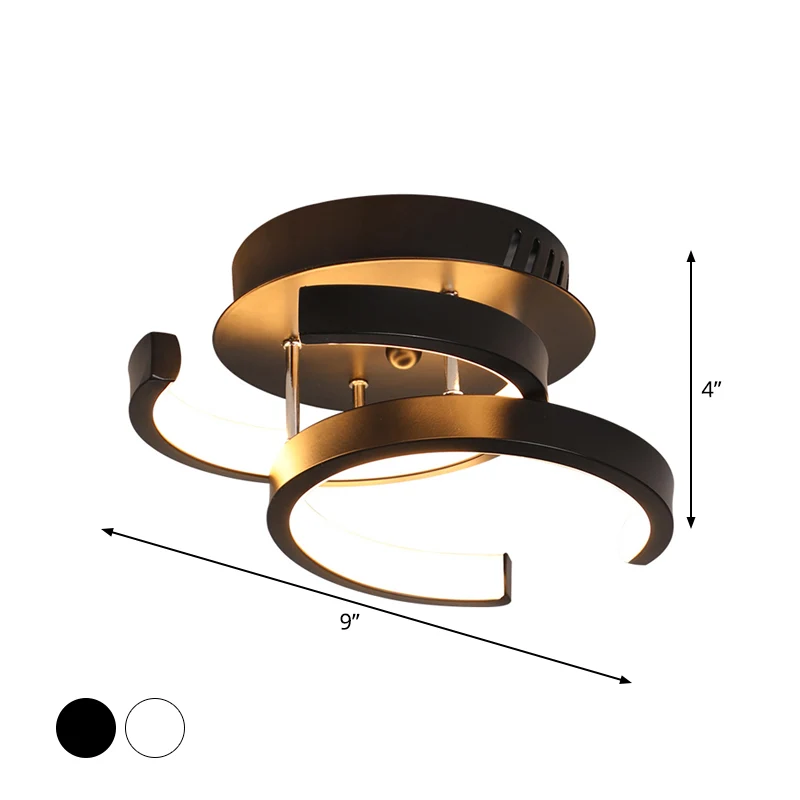 Ronde/vierkante/maan kleine plafondlamp modern metaal zwart/wit LED semi-inbouwverlichting voor gang Clearhalo