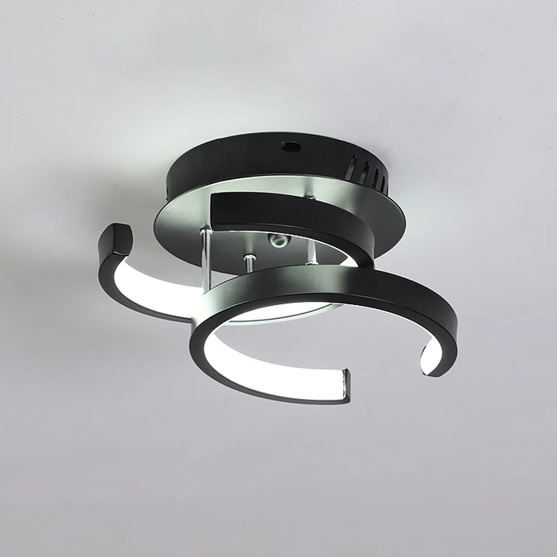 Ronde/vierkante/maan kleine plafondlamp modern metaal zwart/wit LED semi-inbouwverlichting voor gang Clearhalo