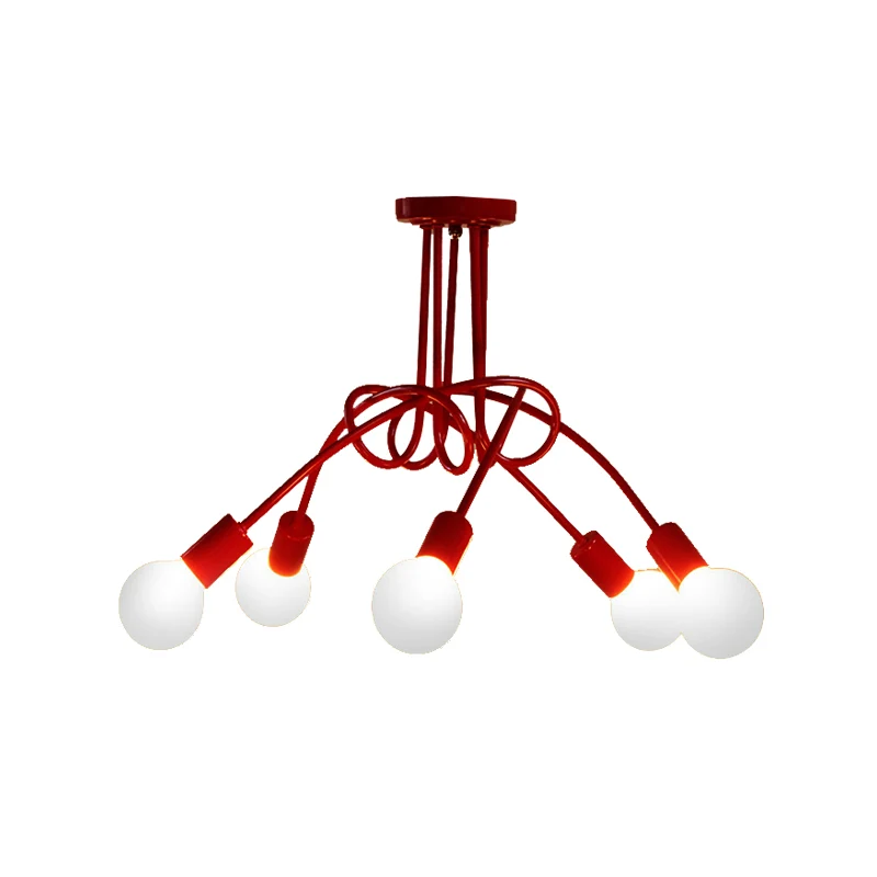 Rood gedraaid semi-inbouwlicht industrieel loftmetaal 5-lichts slaapkamer semi-inbouwlamp Clearhalo