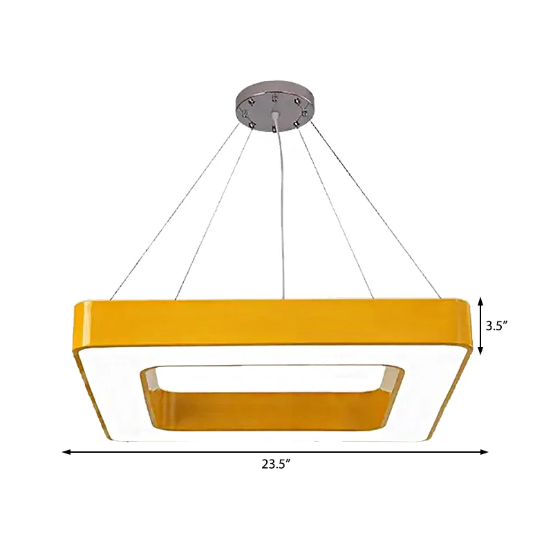 Rood/Geel/Blauw/Groen Vierkante Hanglamp Kinderen Acryl LED Kroonluchter Lichtpunt Derde Versnelling/wit Licht voor Slaapk...