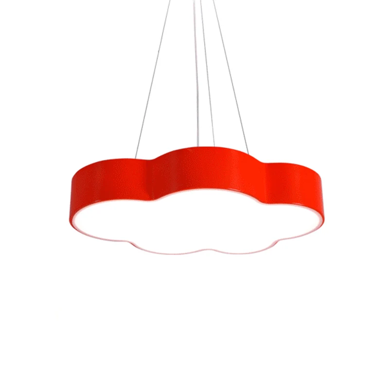 Rood/Gele Wolk Hangende Plafondlamp Macaroon LED Acryl Hangende Kroonluchter met Ronde Luifel Clearhalo