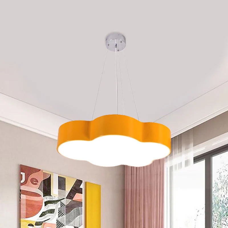 Rood/Gele Wolk Hangende Plafondlamp Macaroon LED Acryl Hangende Kroonluchter met Ronde Luifel Clearhalo