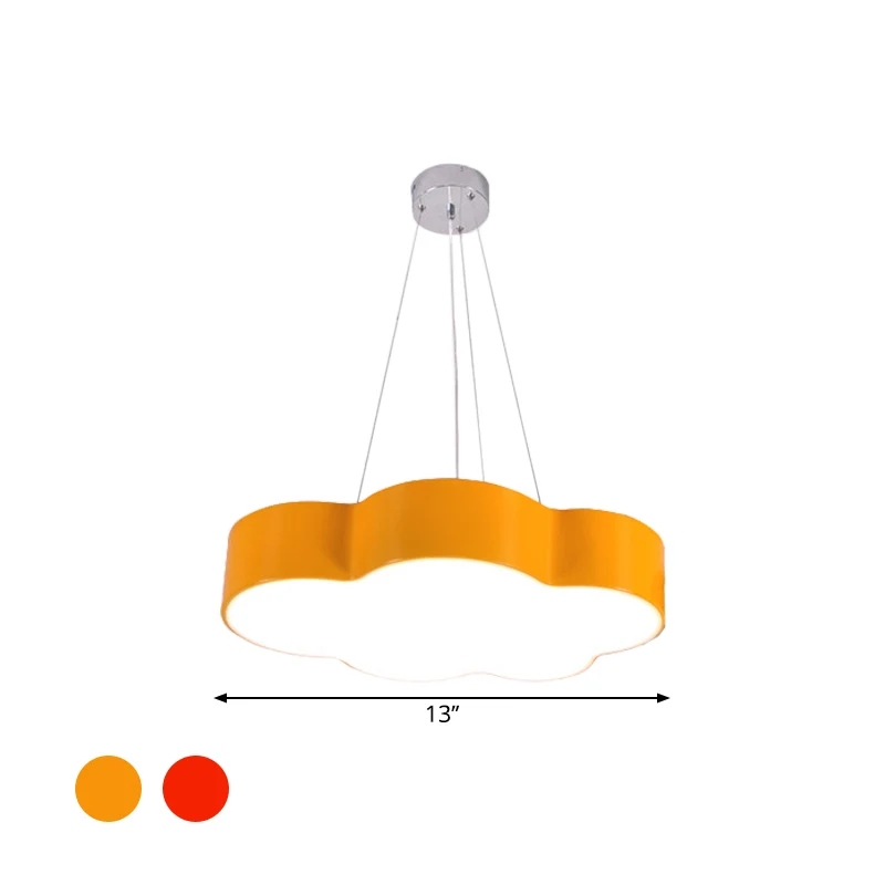 Rood/Gele Wolk Hangende Plafondlamp Macaroon LED Acryl Hangende Kroonluchter met Ronde Luifel Clearhalo