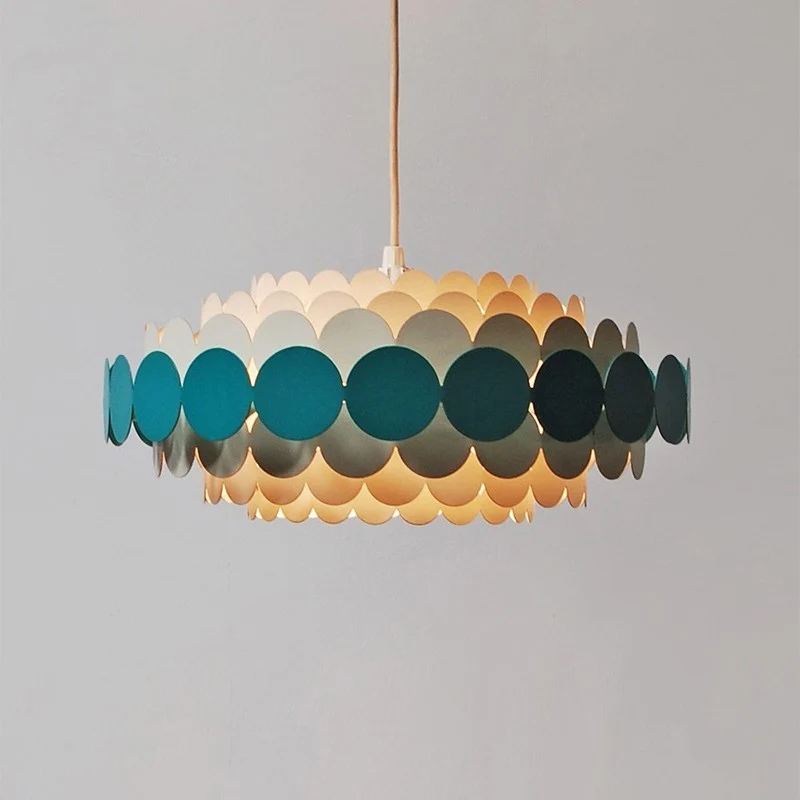 Rood/groene cirkelvormige kroonluchterlamp modernistische 3-lichts metalen hangende hanglamp voor woonkamer Clearhalo