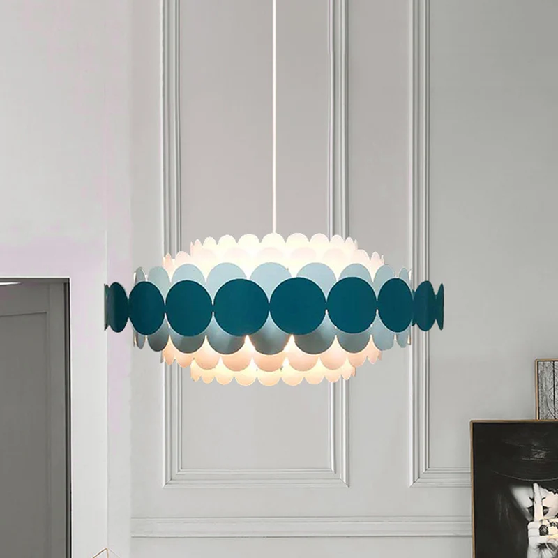 Rood/groene cirkelvormige kroonluchterlamp modernistische 3-lichts metalen hangende hanglamp voor woonkamer Clearhalo