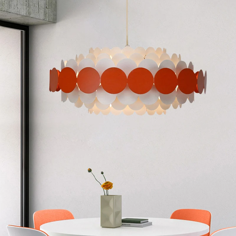 Rood/groene cirkelvormige kroonluchterlamp modernistische 3-lichts metalen hangende hanglamp voor woonkamer Clearhalo
