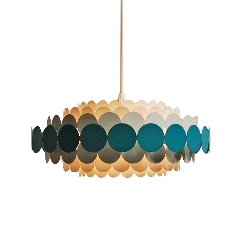Rood/groene cirkelvormige kroonluchterlamp modernistische 3-lichts metalen hangende hanglamp voor woonkamer Clearhalo