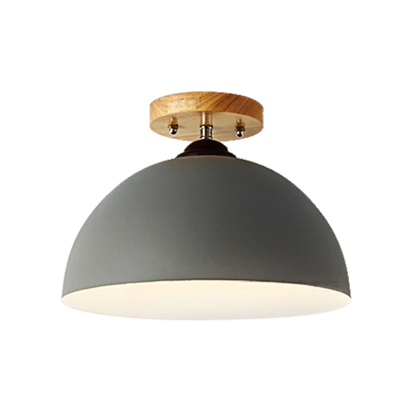 Rood/roze/wit/grijze koepelvormige semi-inbouwlamp Macaron metaal 1 hoofdslaapkamer semi-inbouwplafondlamp, 12" W Clearhalo