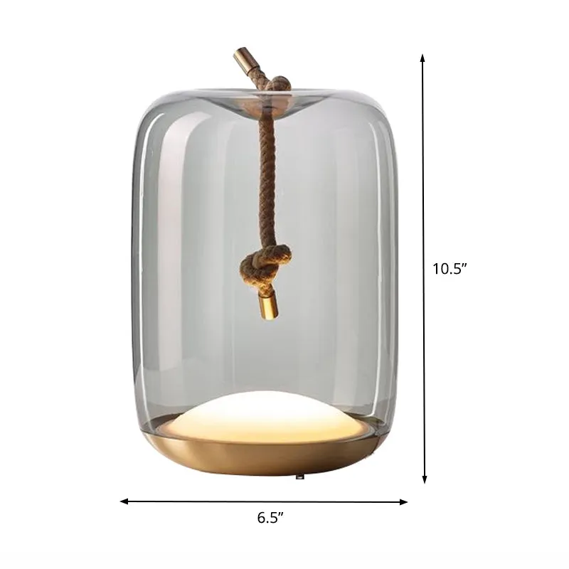 Rookglas cilindrische taakverlichting Hedendaagse LED-nachttafellamp voor woonkamer Clearhalo