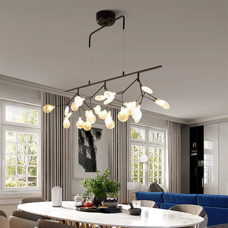Rookgrijs glazen vuurvliegje Hanglamp Kit Simplicity 27-lichts eilandverlichtingsarmatuur voor eetkamer Clearhalo