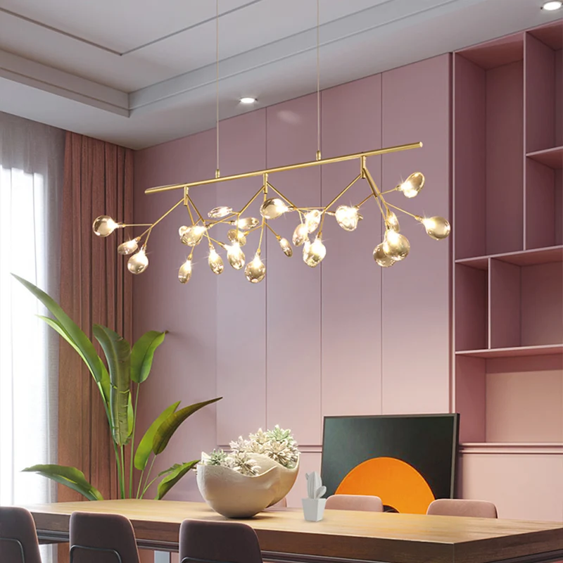 Rookgrijs glazen vuurvliegje Hanglamp Kit Simplicity 27-lichts eilandverlichtingsarmatuur voor eetkamer Clearhalo