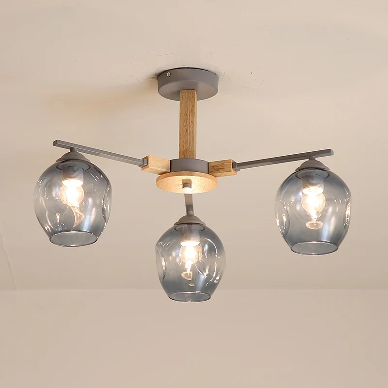Rookgrijze Modo hangende lichtarmatuur 3/6 lichte moderne glazen hangende kroonluchter voor woonkamer Clearhalo