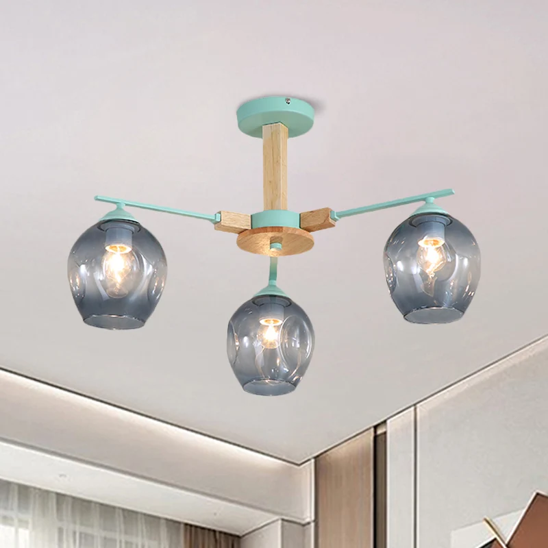 Rookgrijze Modo hangende lichtarmatuur 3/6 lichte moderne glazen hangende kroonluchter voor woonkamer Clearhalo