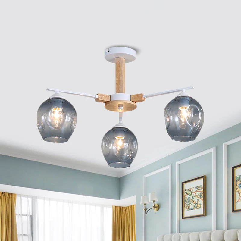 Rookgrijze Modo hangende lichtarmatuur 3/6 lichte moderne glazen hangende kroonluchter voor woonkamer Clearhalo