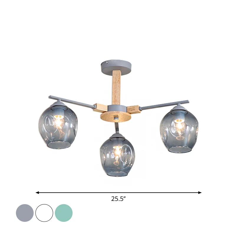 Rookgrijze Modo hangende lichtarmatuur 3/6 lichte moderne glazen hangende kroonluchter voor woonkamer Clearhalo