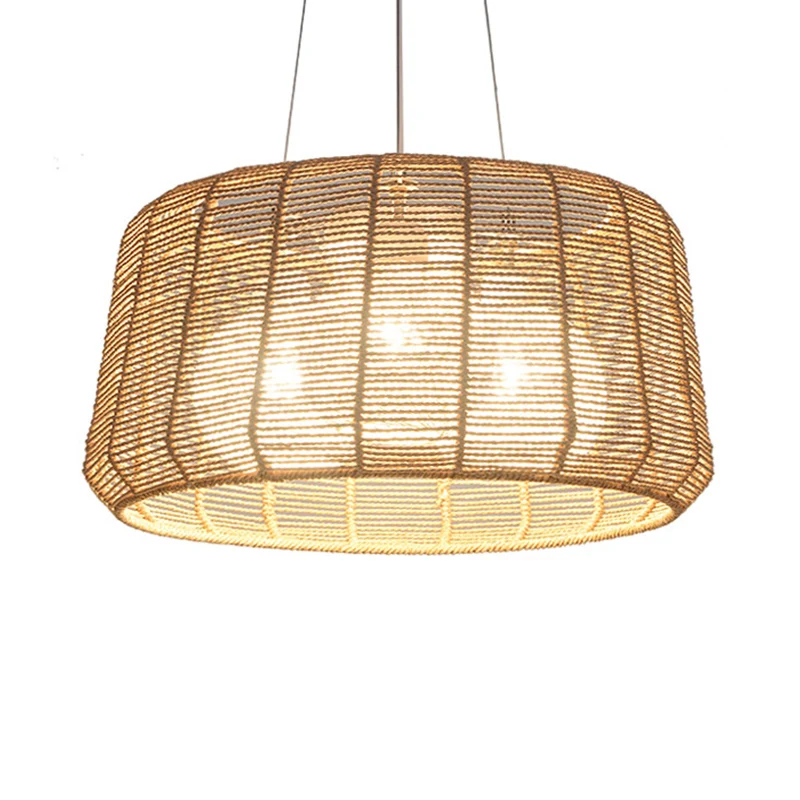 Rope Drum/Teardrop-plafondlamp Modern 1-lamp hangende hanglamp hout voor woonkamer Clearhalo