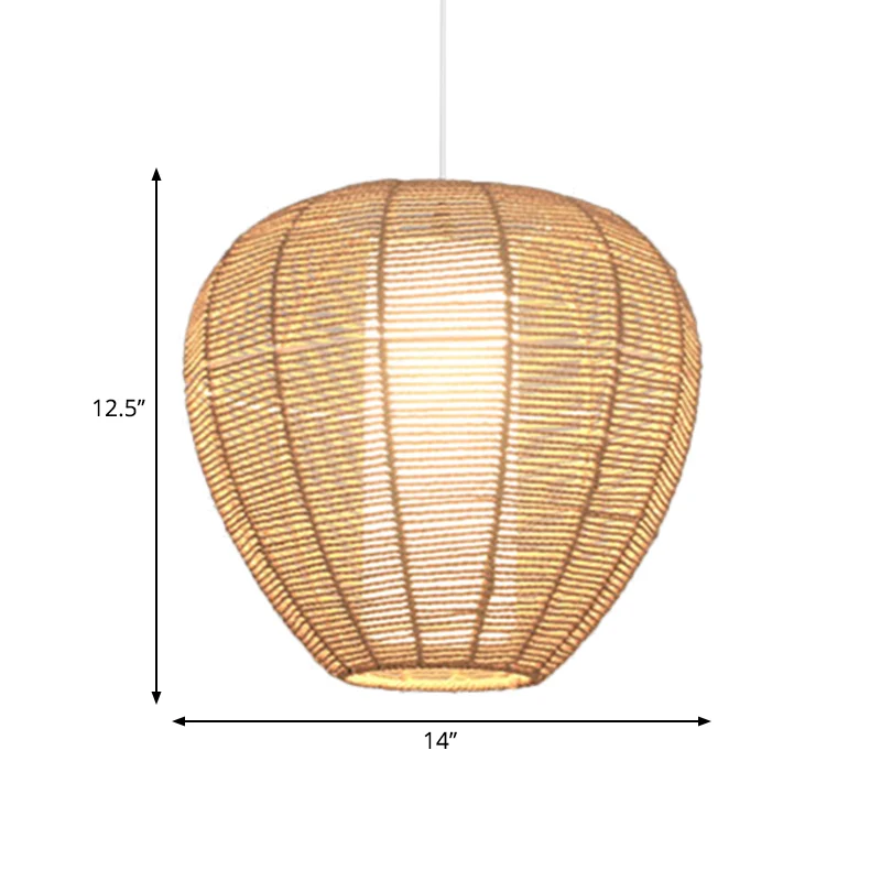 Rope Drum/Teardrop-plafondlamp Modern 1-lamp hangende hanglamp hout voor woonkamer Clearhalo