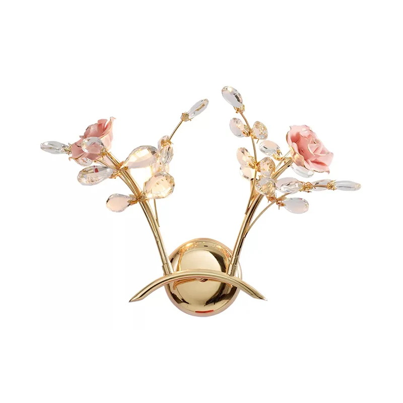 Rose K9 kristallen wandverlichting modernistisch 2-lichts hal wandgemonteerd lichtarmatuur goud Clearhalo