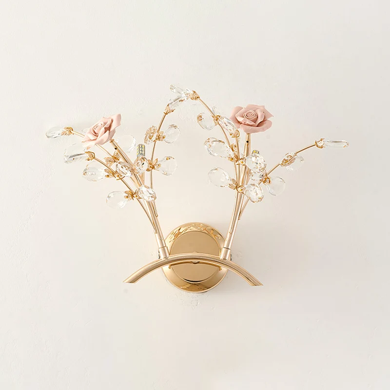 Rose K9 kristallen wandverlichting modernistisch 2-lichts hal wandgemonteerd lichtarmatuur goud Clearhalo