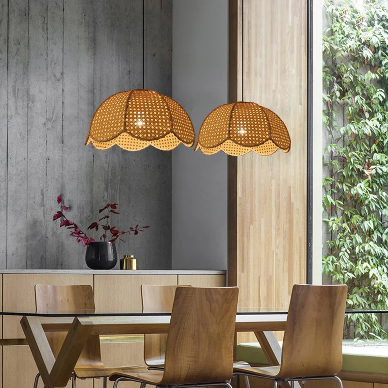 Rotan geschulpte koepel hanglamp Eenvoud 1-lichts houten hanglamp Clearhalo