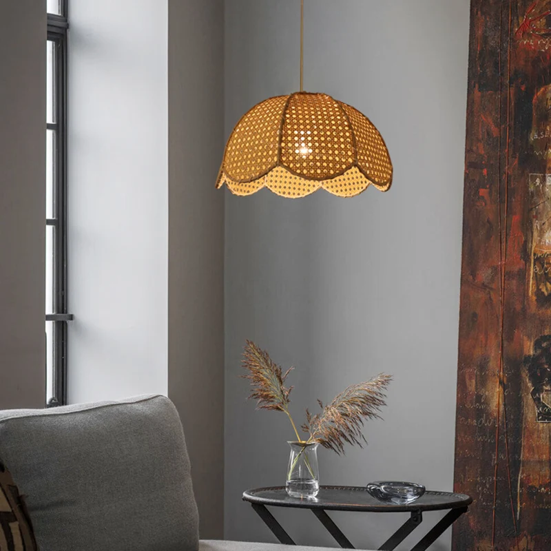 Rotan geschulpte koepel hanglamp Eenvoud 1-lichts houten hanglamp Clearhalo