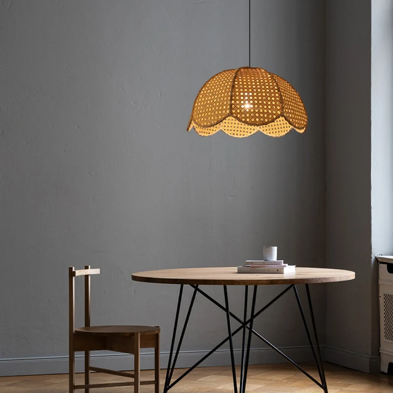 Rotan geschulpte koepel hanglamp Eenvoud 1-lichts houten hanglamp Clearhalo