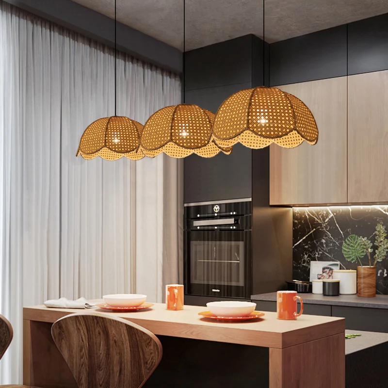 Rotan geschulpte koepel hanglamp Eenvoud 1-lichts houten hanglamp Clearhalo